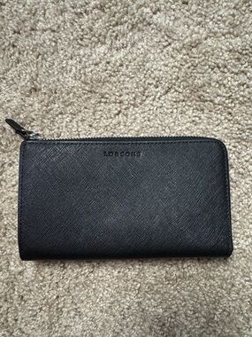 Lo & Sons Black Saffiano Zip Wallet